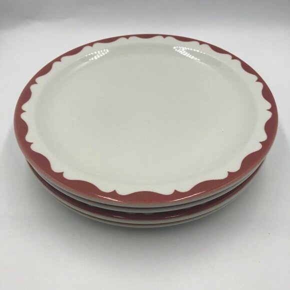 Mayer China Restaurant Style Thick Plates #456 Lot of 4 Painted Scalloped Rim - Picture 4 of 10